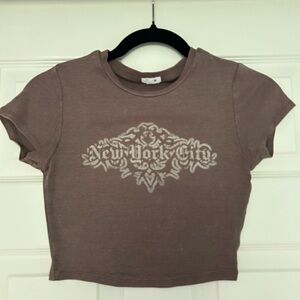 Garage Brown and White NYC Crop Top